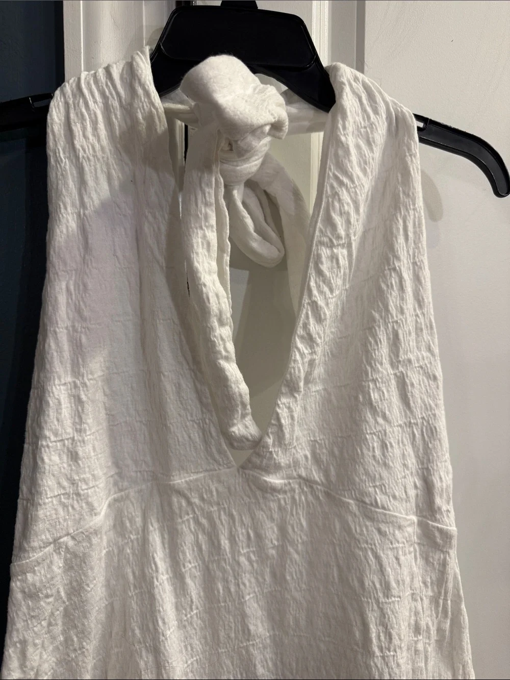 Free People Beach Lucy Textured Halter Dress, white, size large, side pockets